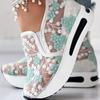 Order A Size Up Platform Wedges Women's Sneakers Floral Embroidery Mesh Sneakers for Women Slip On Casual Comfy Heeled Shoes Woman