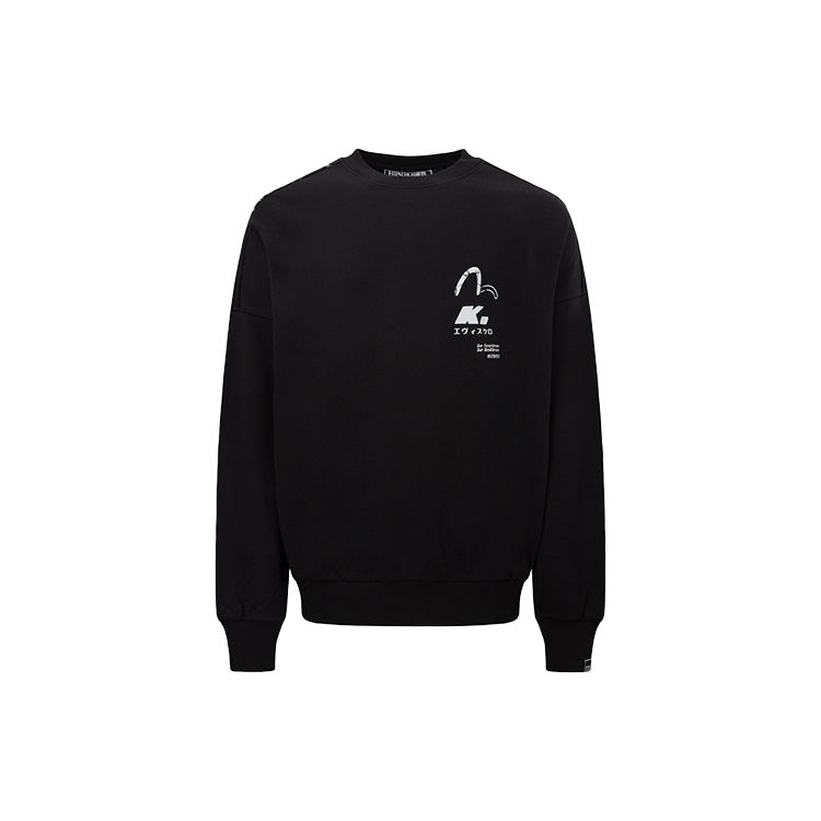 Evisu Свитшот с принтом логотипа, длинный рукав, мужской, черный, 2EAGNM2SW411LFCT