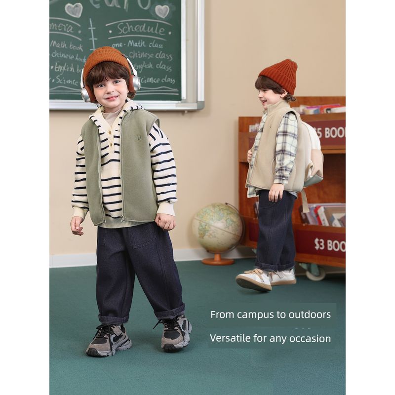 Boys' Fleece Vest Winter Clothing, Thickened and Lined, Autumn and Winter 2025 New Style, Baby Winter Warm Vest