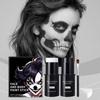 Professional Clown Face Paint Stick Kit for Halloween Skeleton Skull Cosplay Makeup, White Black Body Paints with Brush and Sponge, Special Effects Co