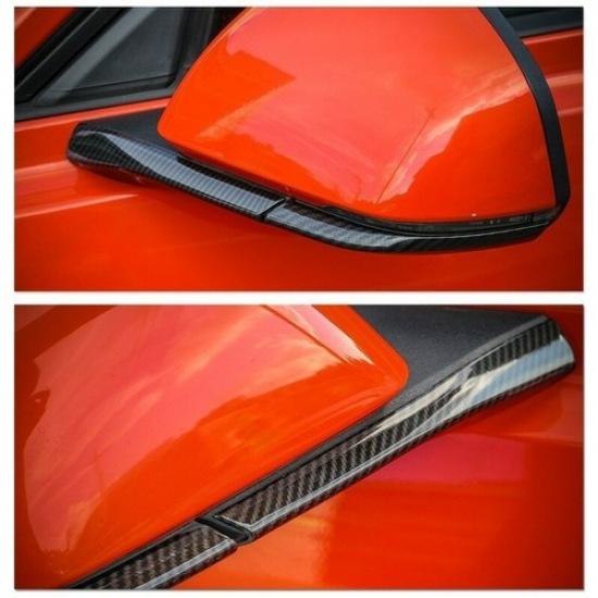 Декоративная накладка-полоска на боковое зеркало заднего вида для Ford Mustang 2015+ Углепластик