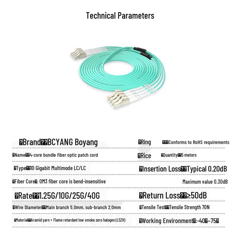 BOYANG OM3 Multimode LC-LC Branch Fiber Optic Patch Cable