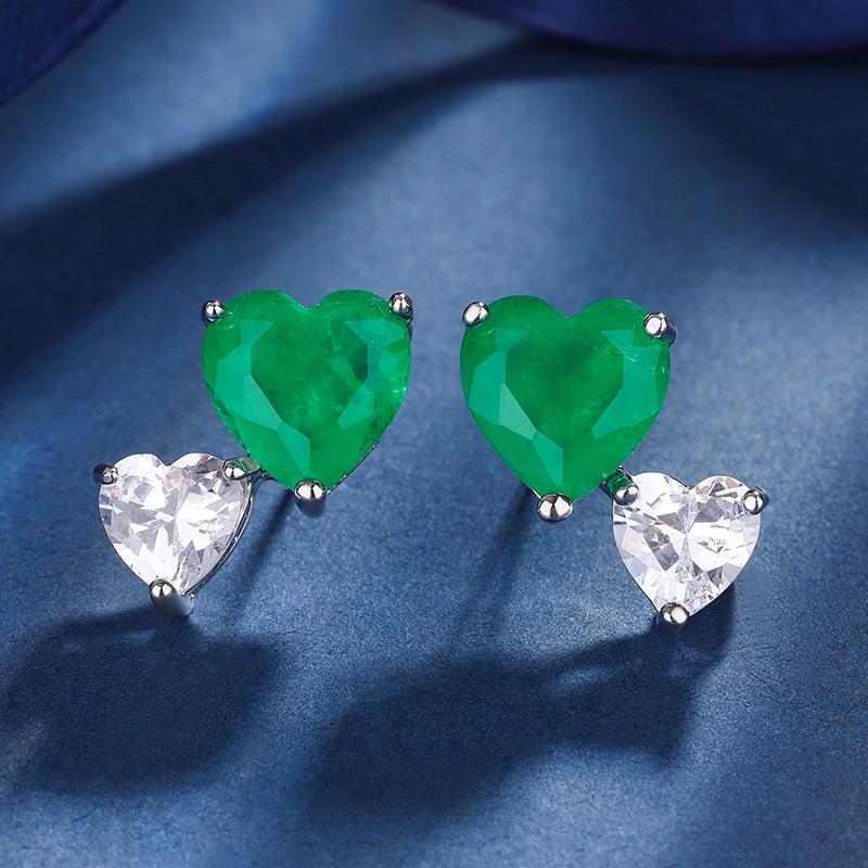 Ювелирные изделия Медное основание Позолоченные Имитация цвета Сокровище Подвеска в форме сердца Серьги Универсальный набор Женщины 15 * 15-9 * 9