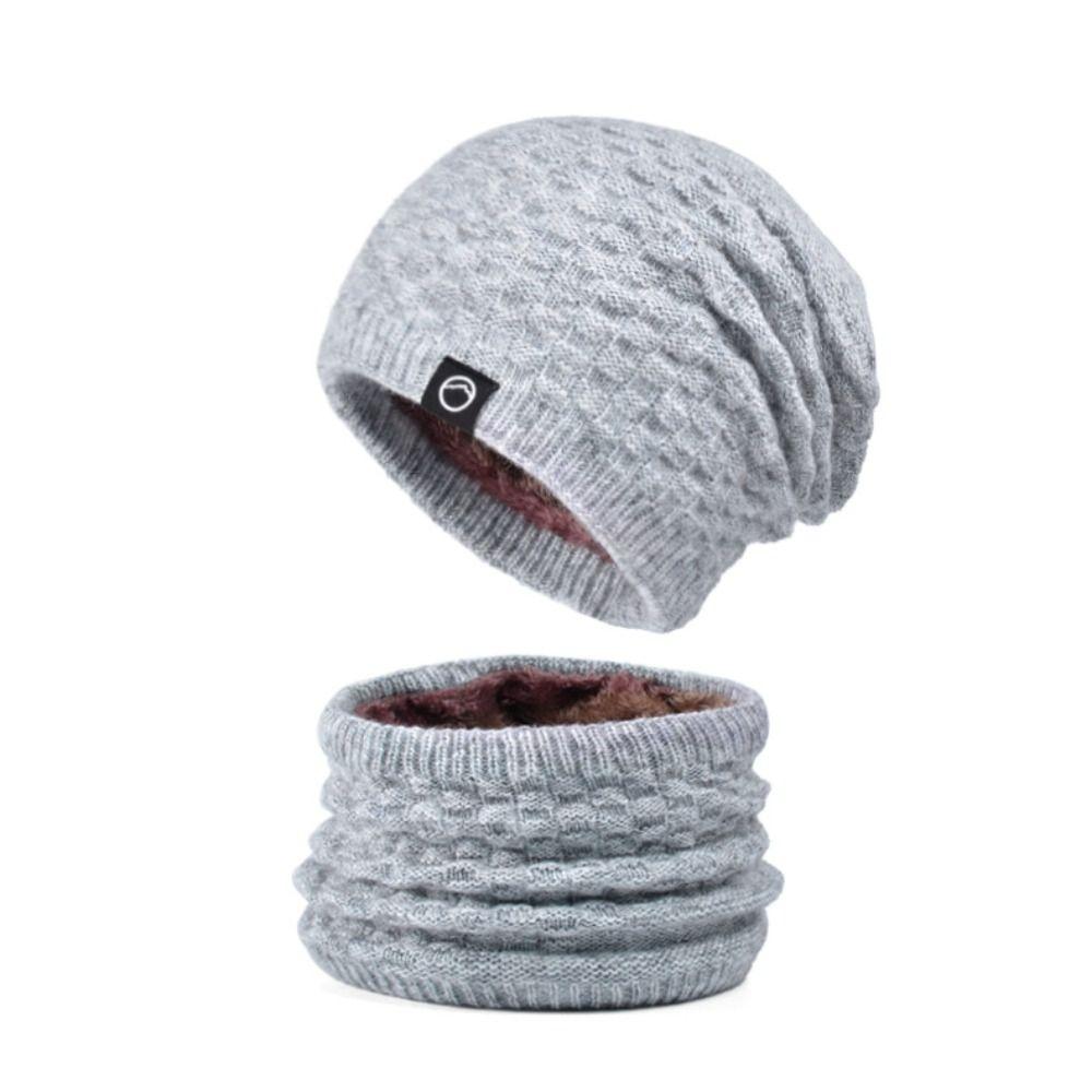 2PCS/Set Soft Knitted Hat Warm Beanie Cap Gift Women Hats Scarfs Set for Women