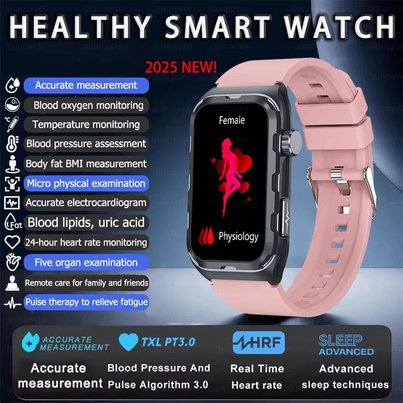 2025 Новые Пульсовая Терапия Микро Физическое Обследование Умные Часы Мужские ЭКГ+ФПГ Кислород в крови Жир в крови Кровяное Давление Браслет Здоровья