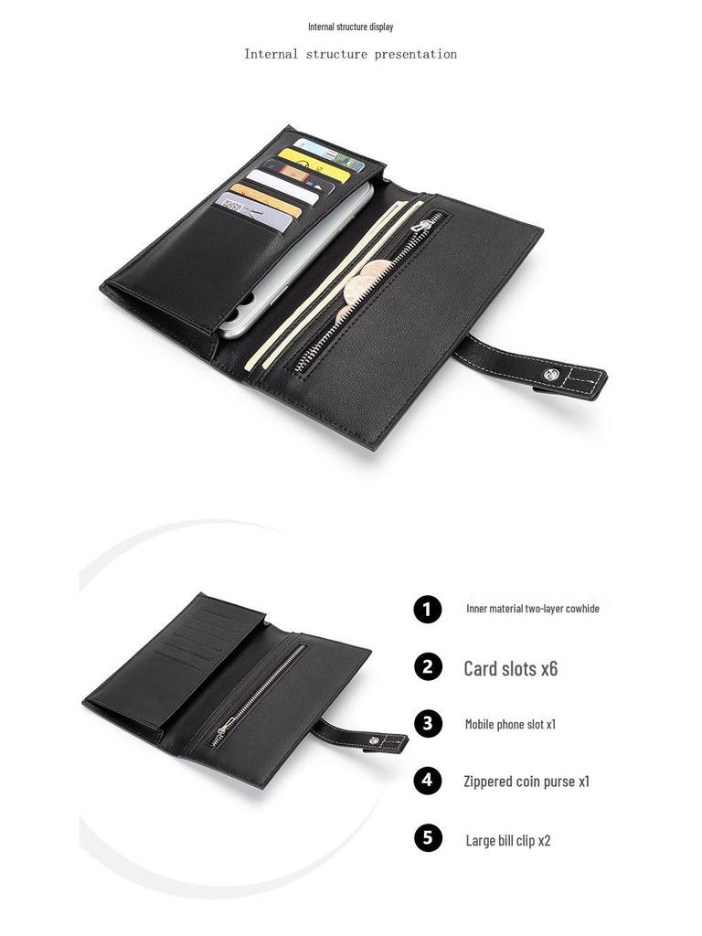 Трендовый женский длинный кошелек из натуральной кожи с цветными блоками, 2025