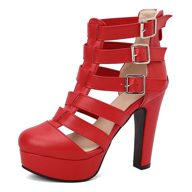 ANNYMOLI женские босоножки с ремешком на щиколотке, круглый носок, толстый высокий каблук, пряжка, платформа, молния, сексуальная женская модная обувь, летняя синяя 46