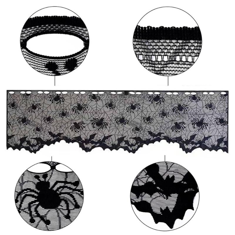 Готика Прозрачные Черные Кружева Абажур Оконная Панель Абажур для Приватности Шарф Для Дома Украшения для Приватности 19,69x59,1 дюйма