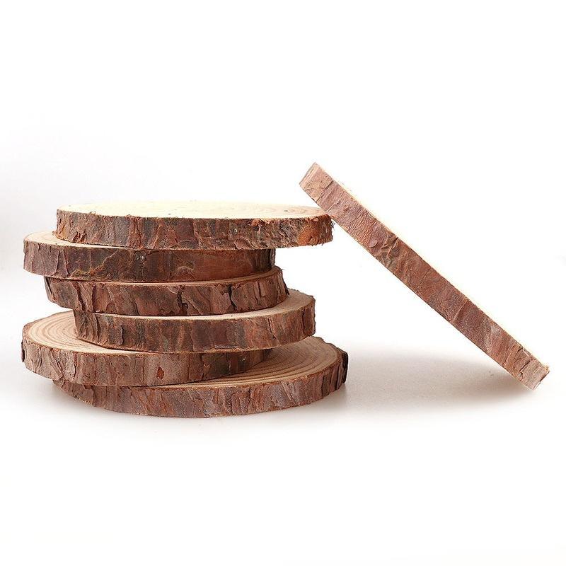 10 шт., круглые необработанные ломтики дерева из натуральной сосны, круги с корой дерева, бревна, диски, сделай сам, поделки, картина для свадебной вечеринки