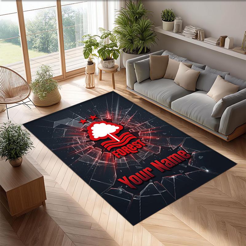 Nottingham Forest FC Printed Crystal Velvet Rug Non‑Slip Crystal Velvet Carpet For Sofa Bedroom Indoor Home Decoration