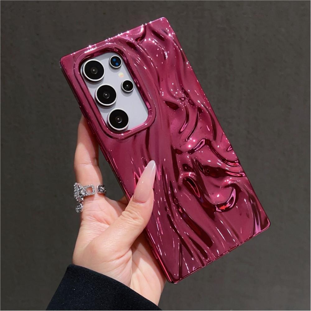 Блестящий 3D плиссированный чехол с эффектом мятой кожи для Samsung S25 S24 S23 Ultra Plus FE A56 A36 A26 A16 A06 A55 A35 A25 A15 A05