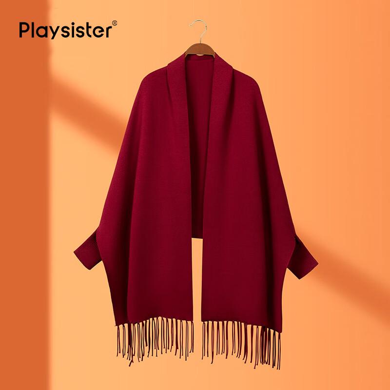 PLAYSISTER Women's Embroidered Sleeve Shawl Cape