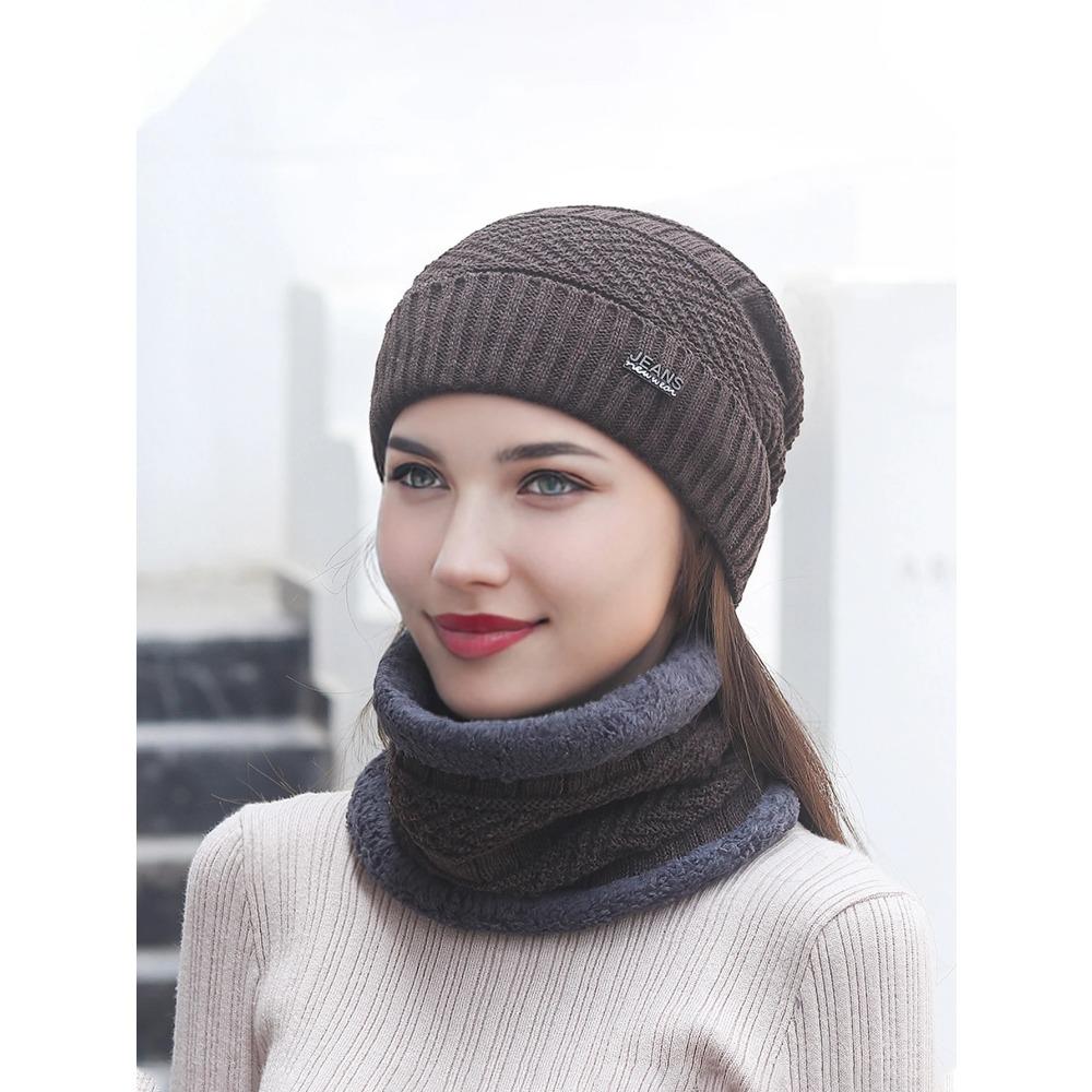 Winter Beanie Hat Scarf Set Warm Knit Skull Cap and Scarf for Men Women Multi-Color