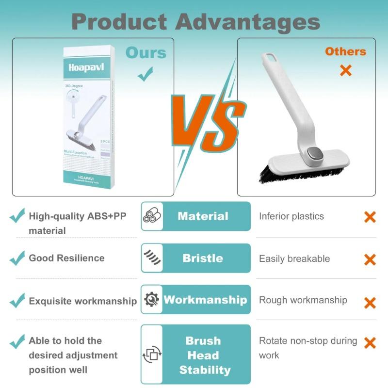 Multi-Function Rotating Crevice Cleaning Brush Household Cleaning Brush No Dead Corners Hard Bristle Brush Suitable for Cleaning