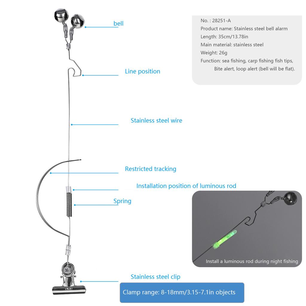 Compact with Clip Anti-rust Fishing Bite Alarm Fish Bait Alarm Bite Indicator Fishing Accessories