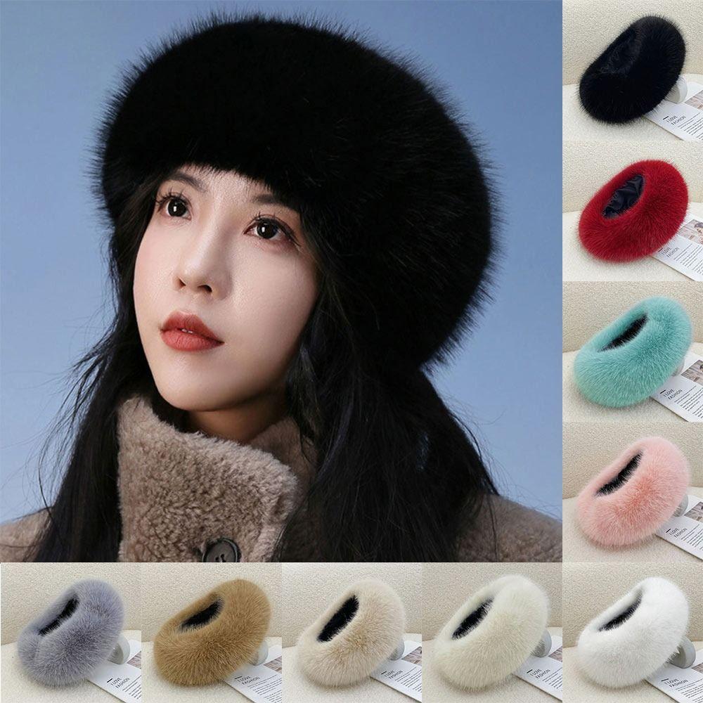 Теплая толстая зимняя шапка, широкая повязка на голову, модная пушистая плюшевая повязка на голову, зима