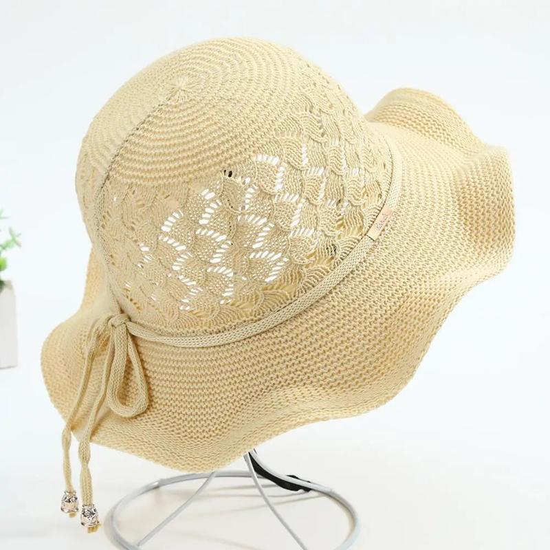 WTEMPO Women Summer Sun Hatd Simple Solid Color Bow Shading Hats Foldable Sunscreen Vacation Versatile Cool Hats