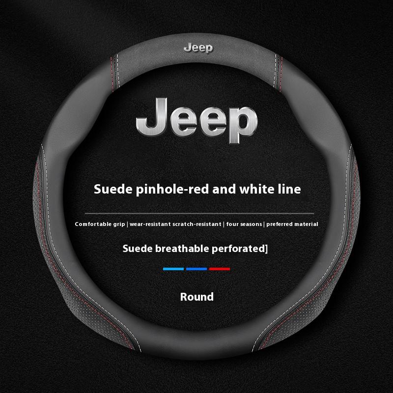 CNE1 Car Anti-Slip Leather Steering Wheel Cover Jeep Wrangler JK Patriot Commander Gladiator Renegade Grand Cherokee Compass Wagoneer