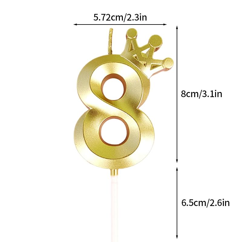 Свеча-корона Украшение на день рождения Серебро Золото Цифры 0-9 Украшение для торта Топпер Декор для детского праздника и юбилея