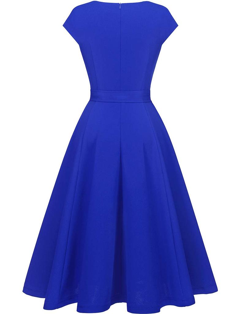 Dresstel Миди Летнее Идеально для размера XL Женское платье, Одежда, А-силуэт, Стройнящее, Стильное, Повседневное, Для работы, Вечеринки, Синее,