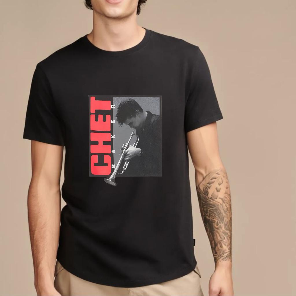 Vintage Chet Baker White Short Sleeve Tee Shirt for Men Women All Sizes