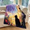 1PC Black Cat Night Sky Cartoon Art Blanket Warm Soft Fluffy Kids Adult Luxury Gifts for Sofa Bed Home Outdoor Travel Camping