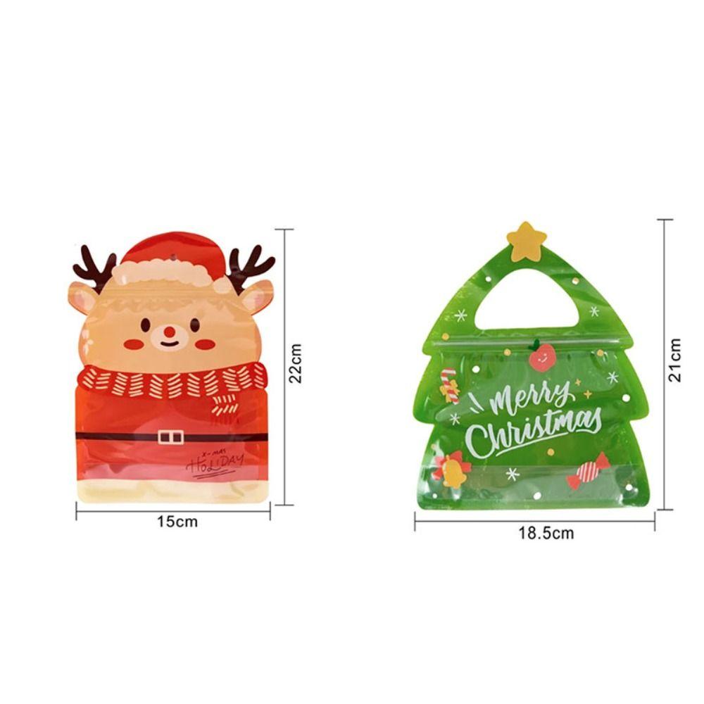10pcs Elk Christmas Tree Shaped Christmas Gift Bags Plastic Candy Pouches  Weddding Gifts