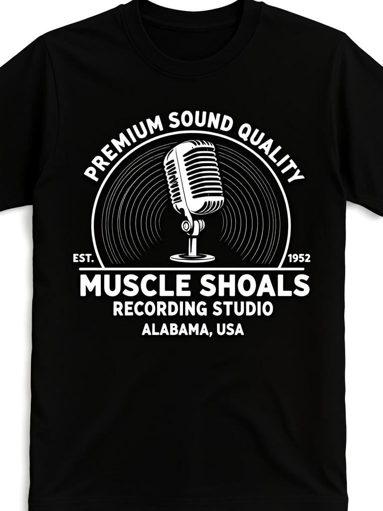 Unisex Vintage Muscle Shoal Studio and Alabama, USA Logo T-shirt- A Vintage Music T-shirt with an Al