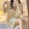 Women's Summer Pajamas Two Piece Set Female Princess Pajamas Bow Short Sleeved Shorts Loose Casual Homewear