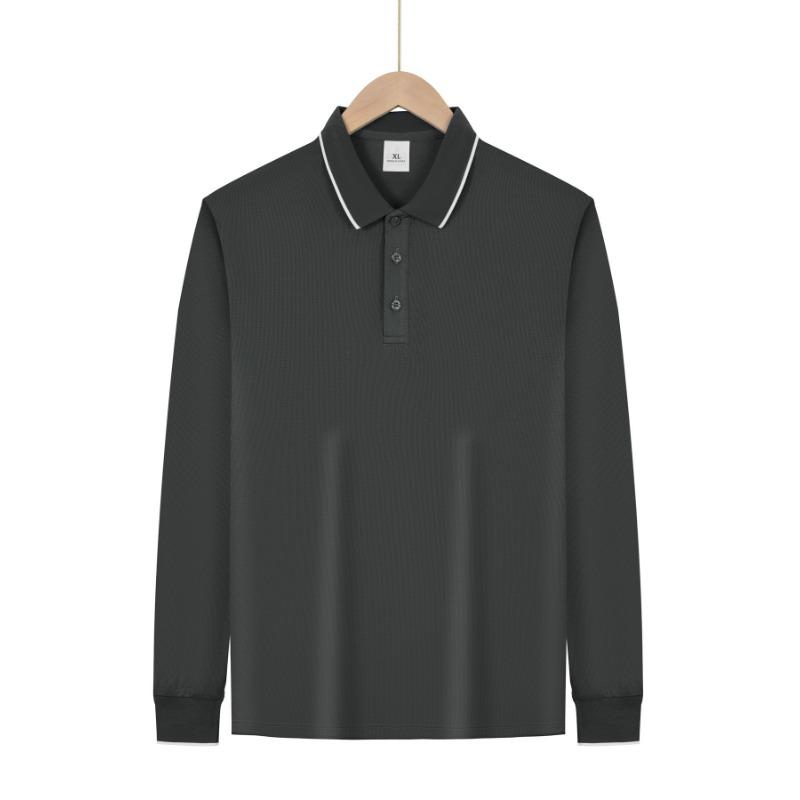 Men S Casual Long Sleeve Solid Color Polo Shirt