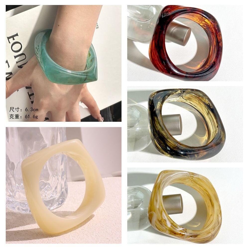 Богемный нерегулярный широкий браслет в европейском американском стиле ретро-кольцо на руку массивный браслет из смолы для женщин