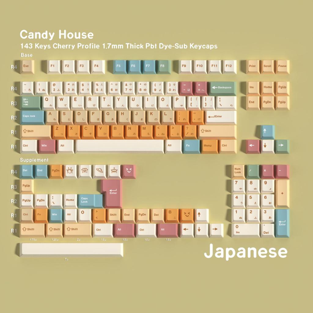 Cherry Keycap PBT Macaron Color Russian French Korean Japanese Keyboard Keychain Compatible with MX Switch Mechanical Keyboard