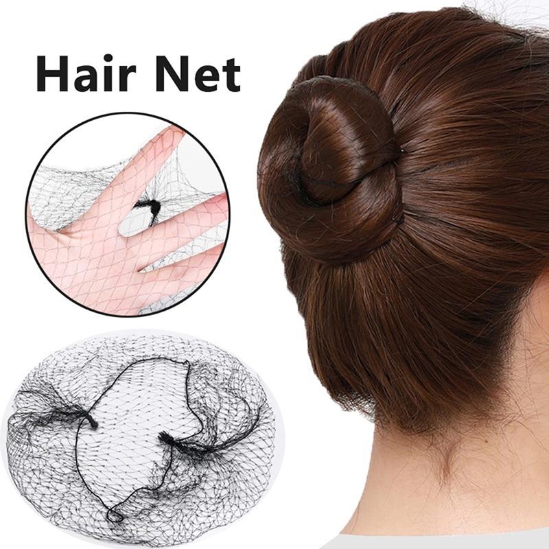 50Pcs Hair Net Black Elastic Bundle Hair Invisible Hairnet Mesh Bun Hair Net