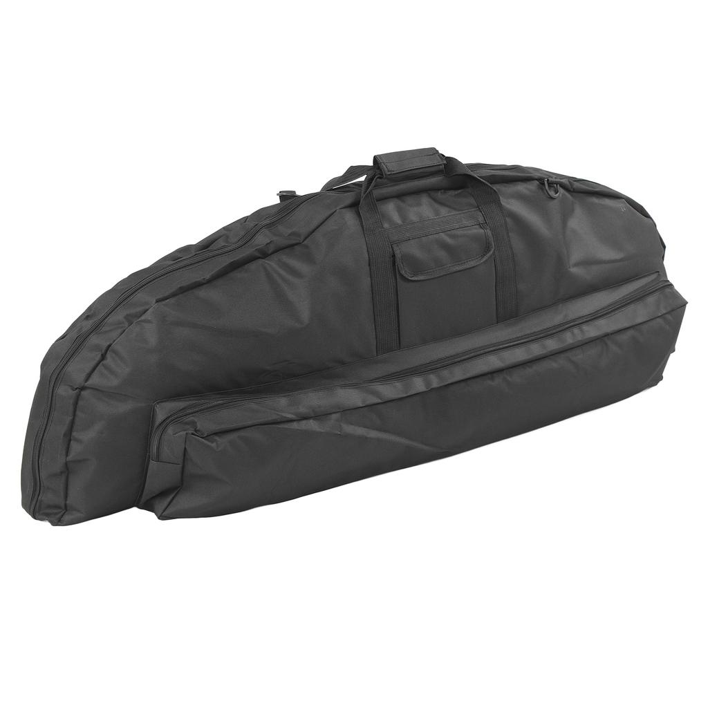 Compound Bow Bag Canvas Large Capacity Comfortable Grip Portable Bow Bag with Arrow Pocket for Outdoor 115cm Black