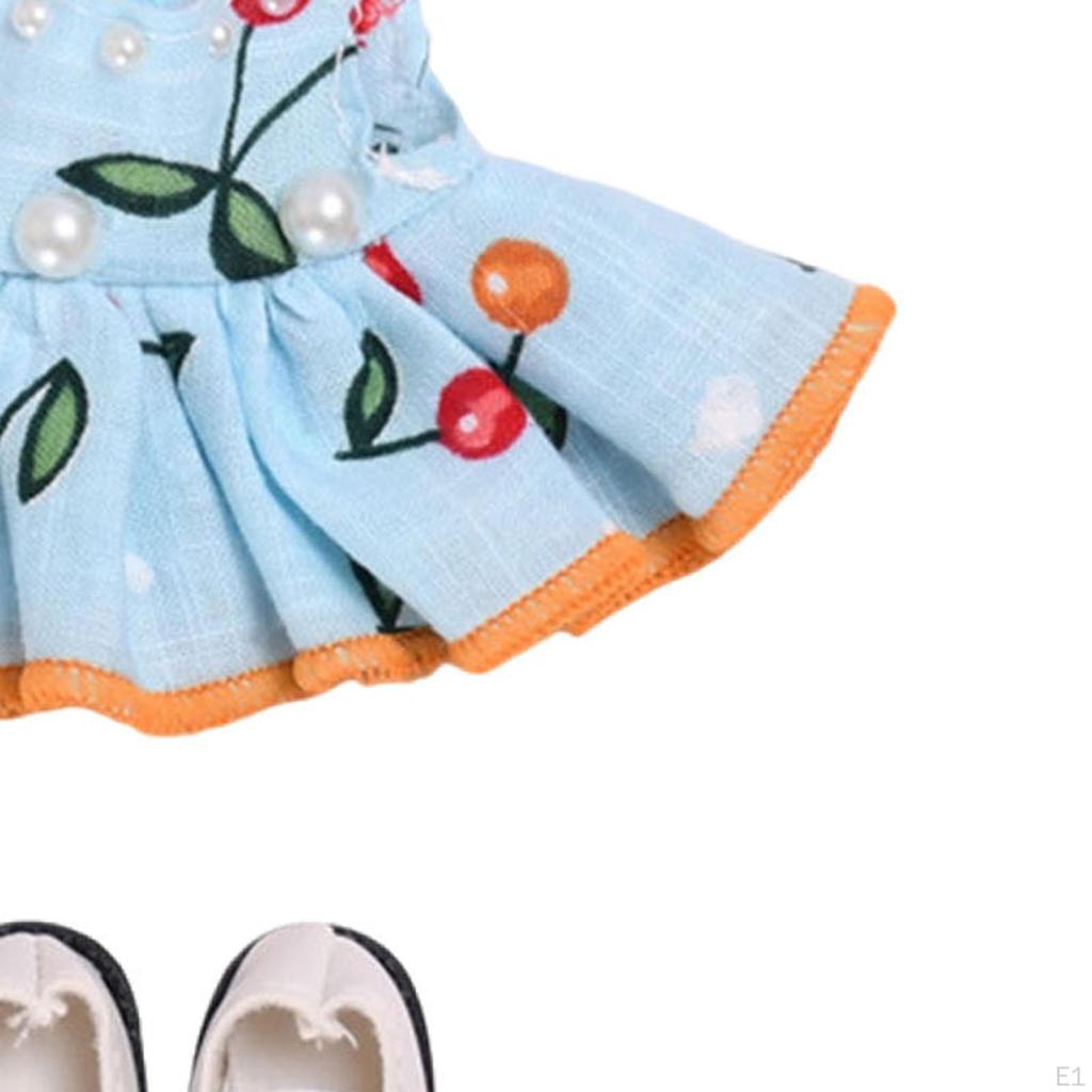 Милая кукольная одежда 15 см с подвеской, платье, костюм с аксессуаром для волос, детская игрушка, кукла