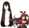 Anime 80CM Game Genshin Impact Amber Dark Brown Wig Cosplay Costume Heat Resistant Synthetic Hair Women Long Wigs