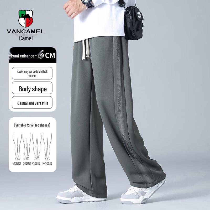 VANCAMEL Men's Relaxed Fit Draped Wide-Leg Casual Pants