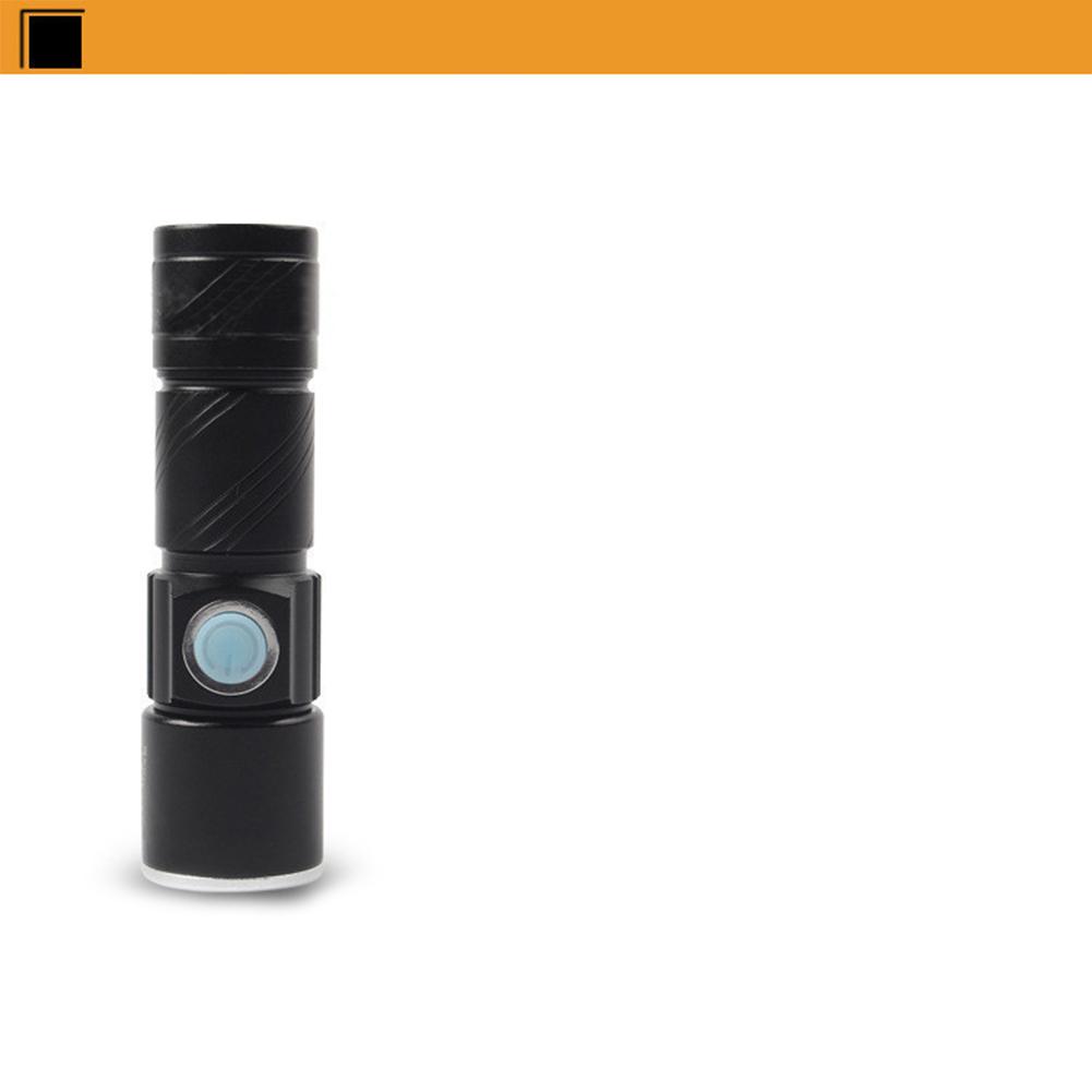 USB Charge Handy LED Aluminum Alloy Glare Flashlight Zoomable Stretch Mini Torch