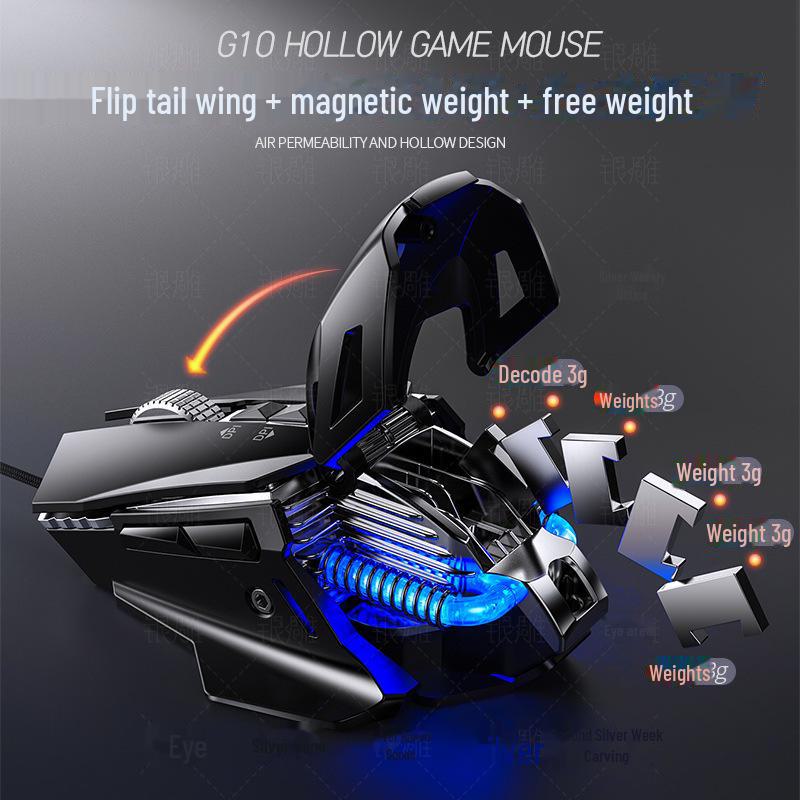 Silver G10 E-Sports Mechanical Wired Gaming Mouse with Macro Programming and Optical Sensor