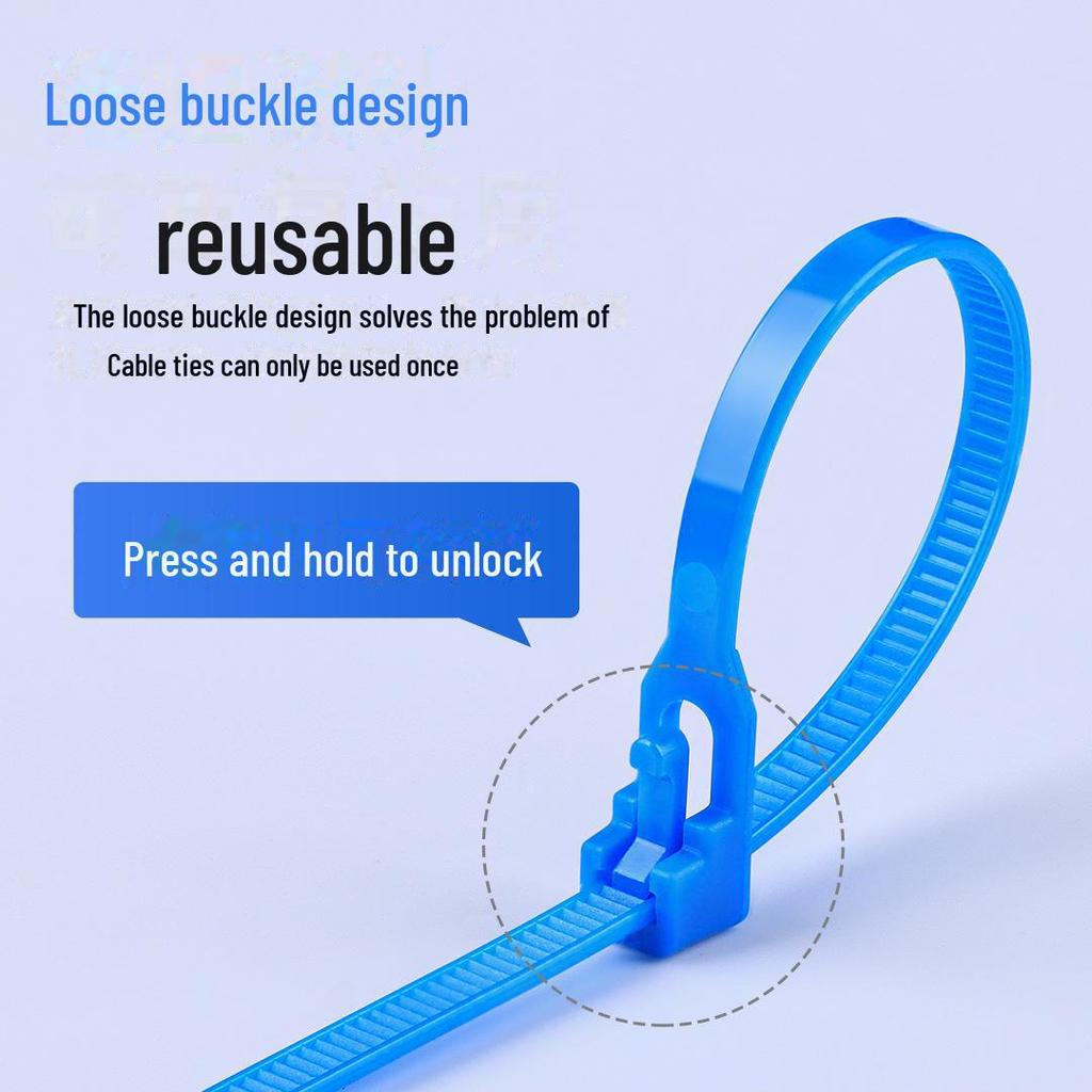 Стяжка для кабеля нейлоновая многоразовая выдвижная 4x150 мм, с пластиковой пряжкой