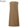 ZANZEA Женское повседневное платье-жилет из тонкой шерстяной ткани без рукавов