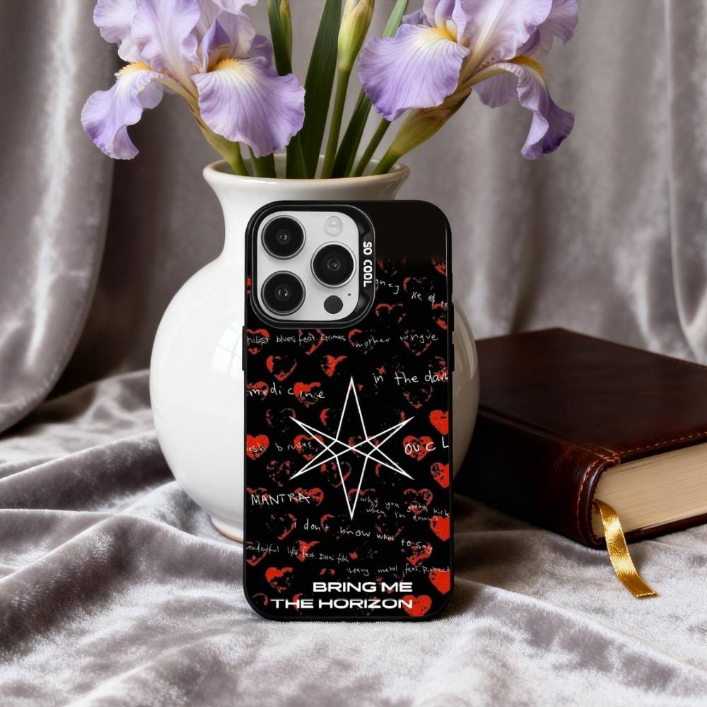 B-Bring M-Me the Horizon Чехол-бампер для телефона iPhone17,16,15,14,13,12,11 Plus,Pro Max Конфетный Серебряный Покрытие Внутренняя Крышка