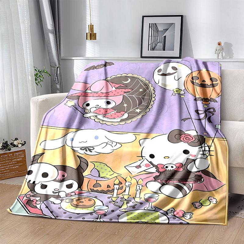 1pc Hello Kitty and Friends Halloween Party Blanket, Soft Throw for Home Decor, Perfect Gift for All Seasons, Living Room, Travel, Camping, Car Blanke