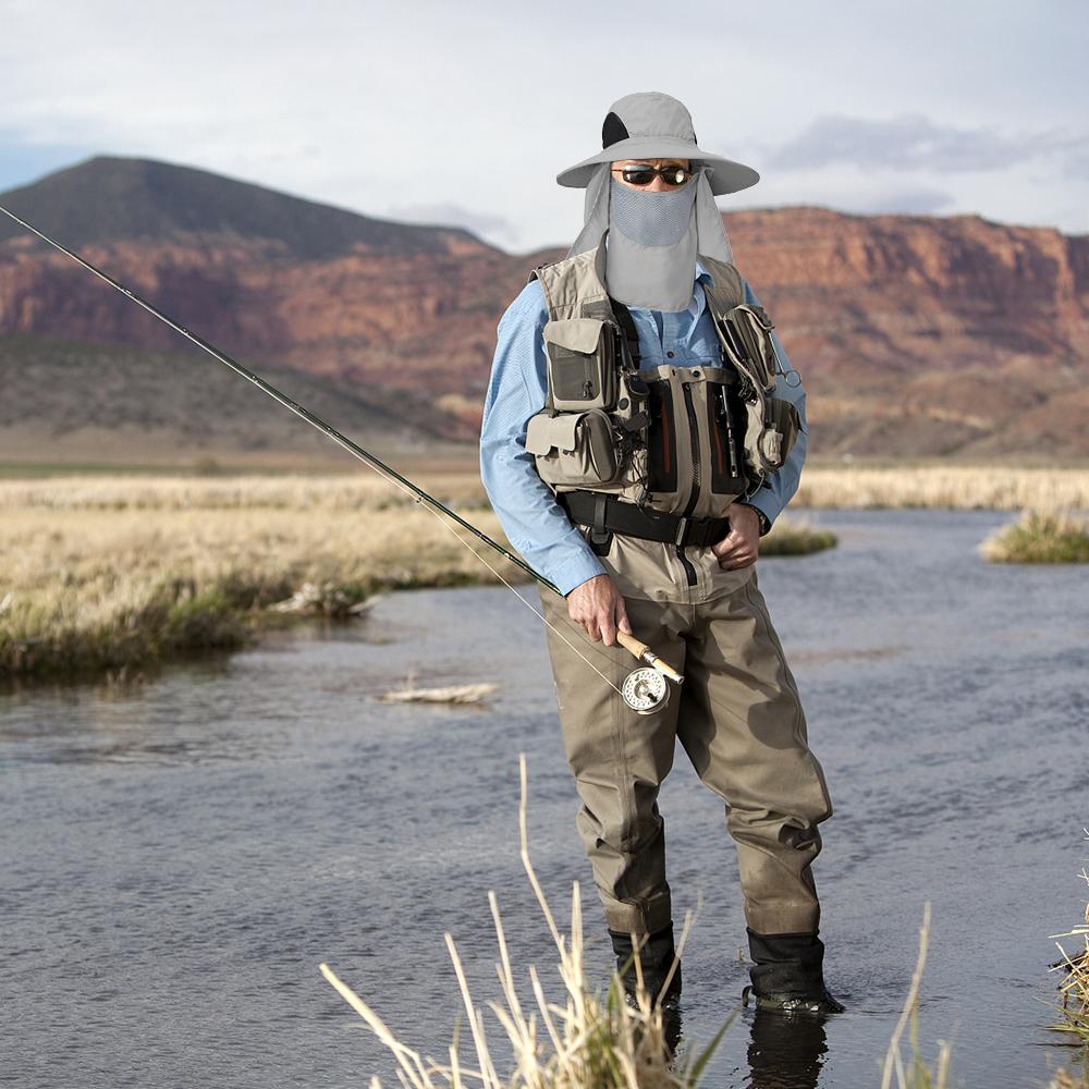 Outdoor UV Protection Sun Hat Fishing Hat with Face Cover and Neck Flap for Men and Women Hiking Climbing Gardening