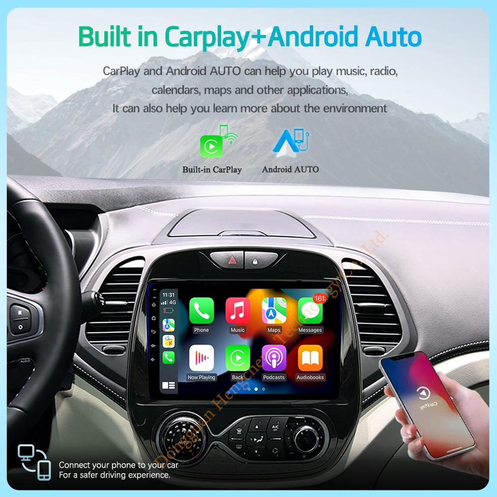 9Inch For Renault Kaptur 2016-2019 GPS Navigation Radio Android12 8Core 8+128G CarPlay 4G 360Camera Car Multimedia Video Player