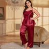 Large Size Camisole Sling+Pants Pajamas Women Summer Bathrobe Sexy Dressing Gown Home Dress Ice Silk Homewear Suit