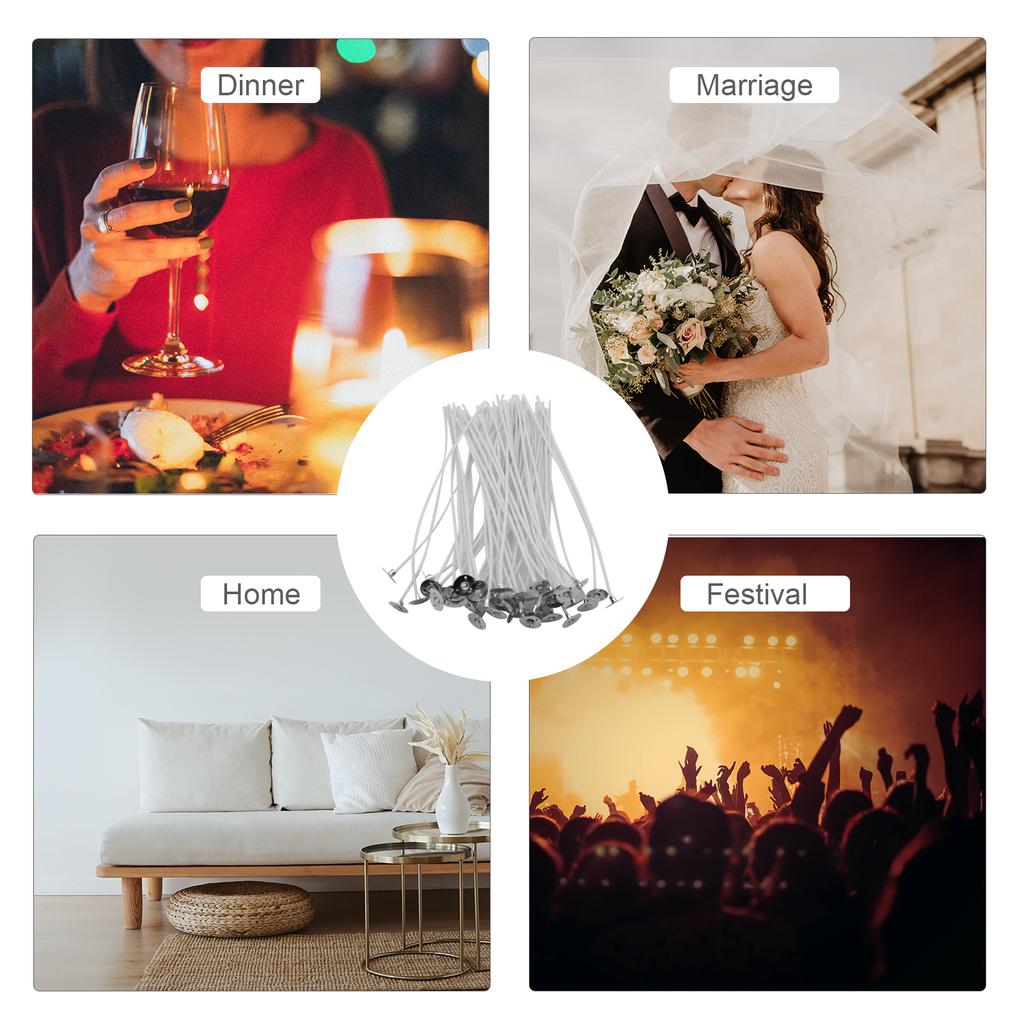 50 шт. фитили для свечей, предварительно вощеные фитили, набор для изготовления свечей, хлопковые предварительно вощеные фитили для свечей