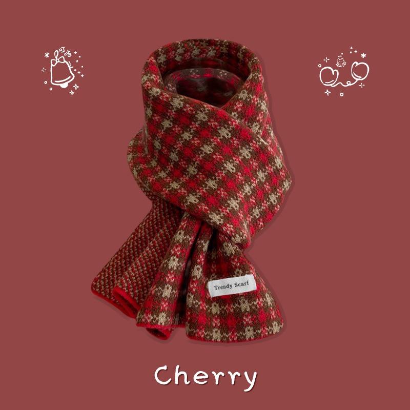 New Christmas Cherry Red Warm Scarf White Autumn and Winter with New Red Scarf Soft Waxy Quality Shawl