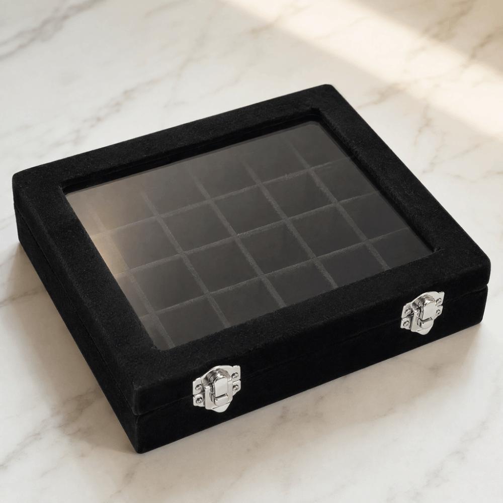 Velvet Black Velvet Jewelry Display Box Multi-grid Earring Ring Beads Organizer Case Shop Display