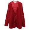MODA INT'L 80s Mohair Blend Vintage Long Sleeve Knit Cardigan L Red Women Used